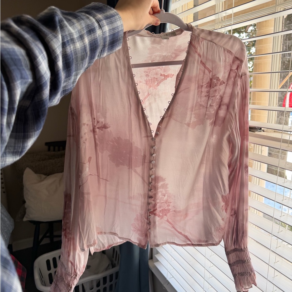 All Saints Pink Floral Blouse